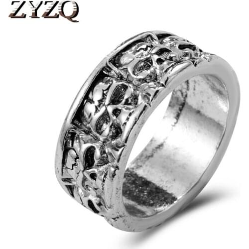ZYZQ Neo-Gothic Vintage Skull Ring For Women Hip Hop Punk Hollow Ring Unisex Halloween Gift Jewelry Wholesale