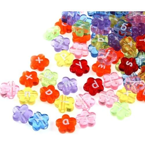 100Pcs Fashion Jewelry Acrylic transparent colorful English alphabet beads Flat Round Beads for DIY Craft &Jewelry Making