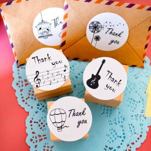 120pcs handmade 35mm round Thank You Guitar Stickers For Wedding Pretty Gift Cards Envelope Sealing Label Stickers