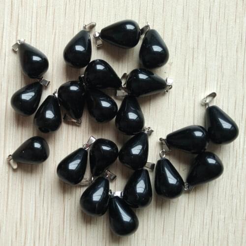2018 Fashion top quality Black Onyx Stone water drop Charms Pendants for jewelry marking Wholesale 50pcs/lot Free Shipping