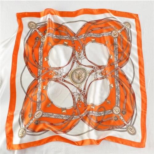 2021 New Silk Scarf Square Shawl Female Head Band Fashion Lady Hairband Wraps Foulard Women Bandana Neckerchief Hijab Summer