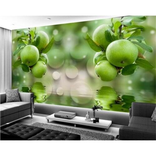 Beibehang Custom 3D wall paper green fruit fresh reflection background TV 3D photo wallpaper Decorative painting 3d wallpaper