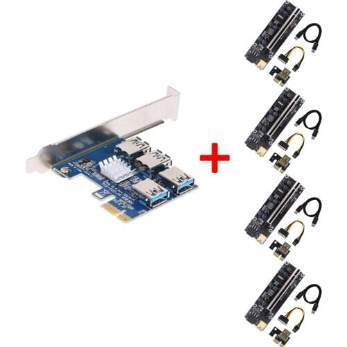 6pcs VER009S Plus PCI-E Riser Card PCI Express 1X to 16X USB 3.0 Cable SATA to 6Pin Connector for Graphics Video Card