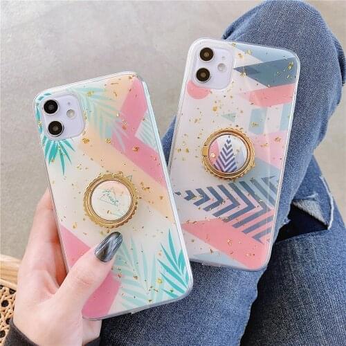 Phone Case sFor Coque iPhone X XR XS Max 11 Pro Max 8 7 6s 6 Plus Case Cute Gold leaf Transparent Soft TPU Silicone Cover Capa