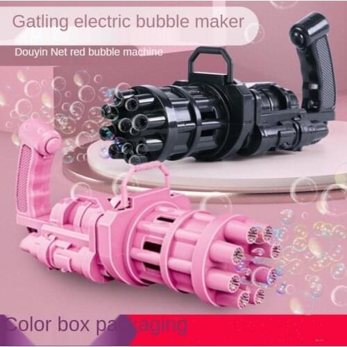 Childrens Semi-Automatic Electric Bubble Machine Porous Gatling Machine Gun Toy