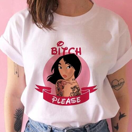 Tattoos Mulan Print T-shirt Fashion Edgy Disney Womens Tee Shirt Funny Spoof Streetwear Female Tshirt Vogue Princess Dropship