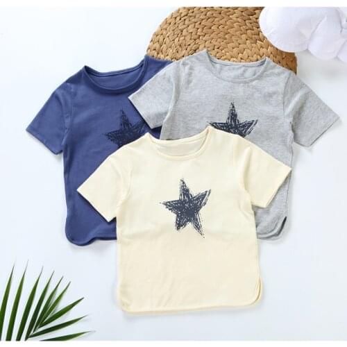 Boys t-shirt kids round neck t shirt children clothing baby summer boys girls short sleeves star design kids cotton boy tops