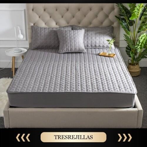 Hypoallergenic Bed Cover Washable Embossed Cotton Quilted Mattress Protector Soft Anti-mite Mattress Air-Permeable Bed Pad