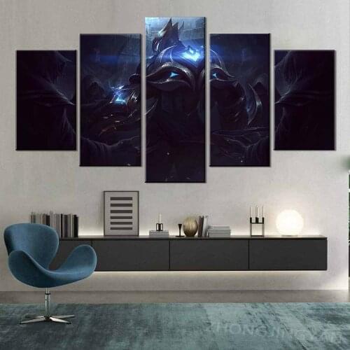 Prints Painting Home Decor 5 Panel League Of Legends Zed Game Pictures Modular Wall Art Canvas Poster Modern Bedside Background