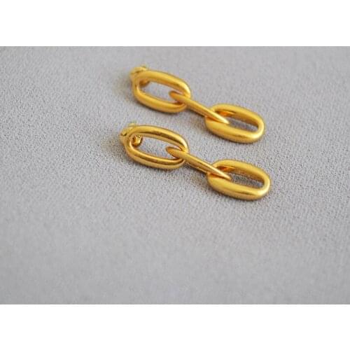 Korea Bright Gold Color Exaggerated Metal Chain Drop Earring Retro Punk Small Big Chain Earrings Vintage Jewelry