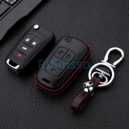 Leather Key Keyless Remote Case Cover For Chevrolet Cruze Aveo Sonic Volt For Buick Allure Encore Regal For Opel Astra J Corsa
