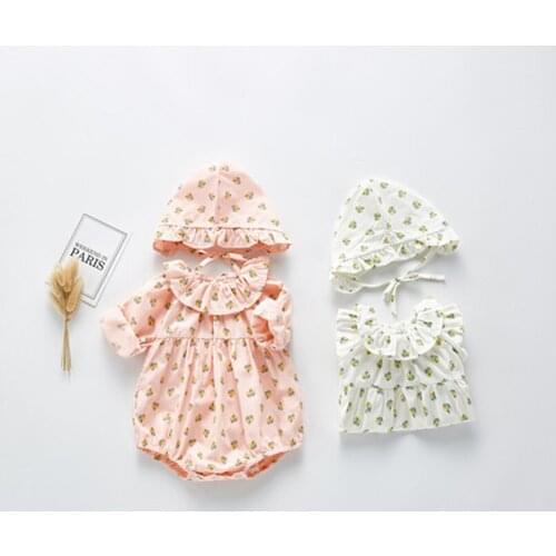 Sweet newborn baby girls romper long sleeve infant kids bodysuit for girls overalls children pajamas outfits onesie Spring 2020