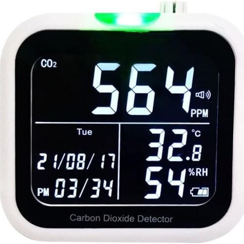 Multifunctional CO2 Temperature Humidity Monitoring Device Digital Display Household Air Quality Detector with Time Display Tool