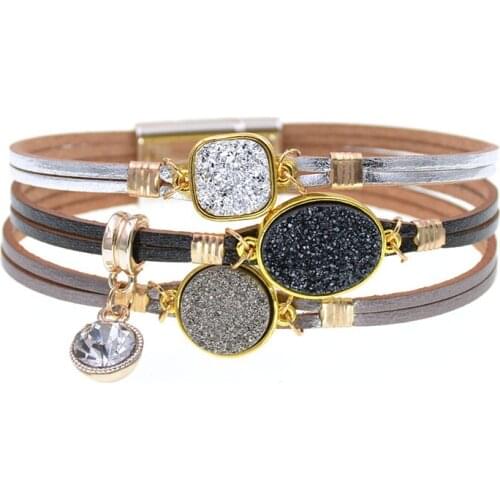 Trendy metal chram bracelet Leather Bracelets For Women Mens Magnetic Clasp wrap Bracelets Couples gifts fashion Jewelry