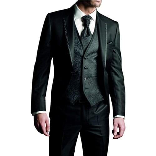 Mens Slim Fit 3 Piece Pattern Celebration Tuxedos Weddings Suit Suits Tuxedos Blazers Vest Pants