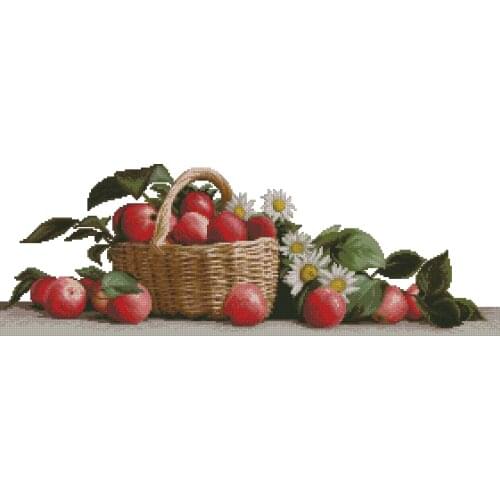 Fruit Apples and Daisies Cross Stitch Kits Top Quality Embroidery Needlework DIY 14CT Unprinted Handmade
