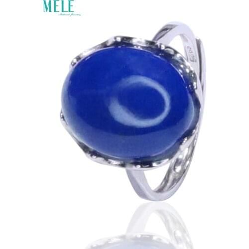 Natural high quality Lapis-lazuli 12*15 Oval 925 silver Ring Retro Simplicity Open able ring