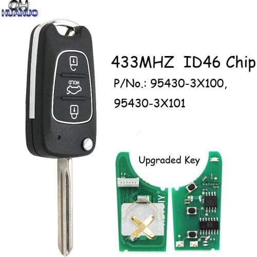 Upgraded Flip Remote Key Fob 433MHz ID46 Chip for Hyundai Elantra 2011-2013