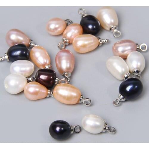 10pcs 6*7mm Natural water drop Pearl Pendants Freshwater Cultured pearls charm for jewelry making necklace earring bracelet diy