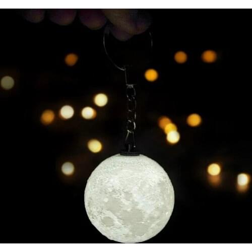 Portable 3D Print Moon Light Keychain Decoration Night Lamp Creative Gifts Portable 3D Unique Moon Shape Decoration Keychain