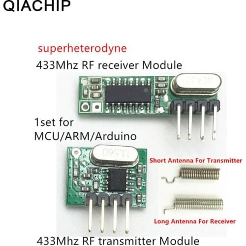 QIACHIP RF Module 433 Mhz Superheterodyne Receiver + Transmitter Antenna For Diy Kits 433mhz Remote Controller