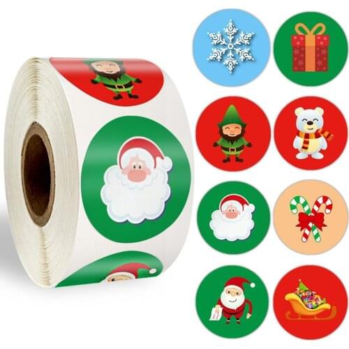 Christmas Sticker 500 Pcs Cute Sticker Santa Claus Deer Decorative Adhesive Reward Sticker School Supplies Stationery Sticker
