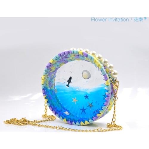 Flower Invitation DIY Bag Epoxy Resin Mold Silicone Round UV Resin Handmade Woven HandBag Mould Jewelry Craft Material