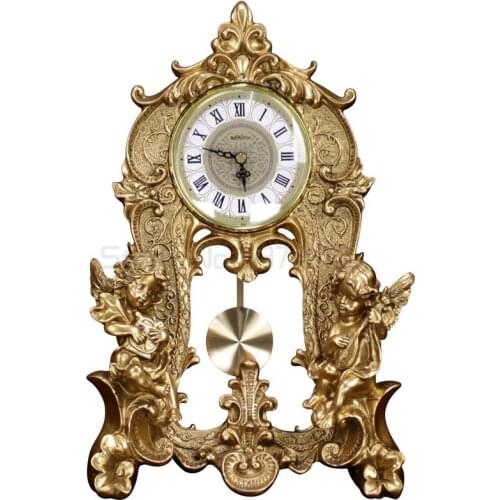 European Style Home Decoration Angel Oendulum Clock Living Room Fireplace Luxury Retro Wine Cabinet Porch TV Cabinet Furnishings