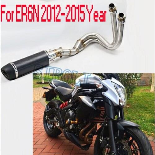 Exhaust Motorcycle Full System Slip On Carbon Fiber Muffler With DB Killer For KAWASAKI ER6N 2012 2013 2014 2015 Year LE051