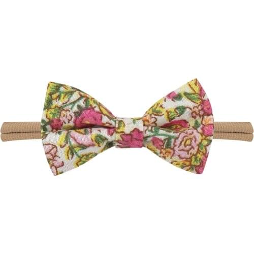 W3JF Princess Bowknot Headband Cute Printing Baby Elastic Hair Band Soft Cotton Headwear for Newborn Infants Girls Hair Props