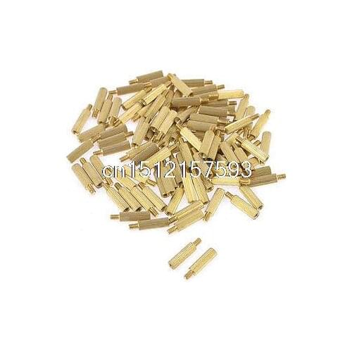 Spare Parts M2x8mmx11mm Cylinder Brass Stand Off Spacer Male to Female 100Pcs