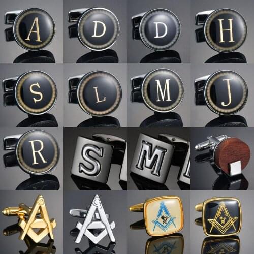 New Arrival Fashion Letter A-Z Cufflinks The English alphabet Cuff Links Luxury Men Shirt Charm Cufflinks Wholesale