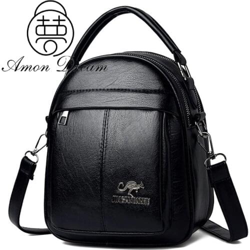 Aman Dream 2 Layers Small Back Pack Bagpack Ladies Hand Shoulder Crossbody Bags for Women 2021 Purses and Handbags Sac A Dos