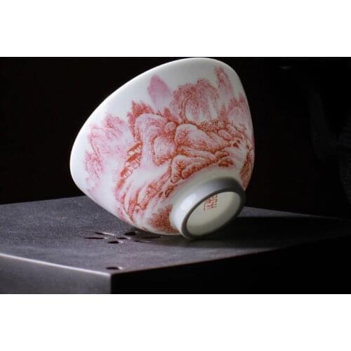 120ml Tea Cup Ceramic Porcelain Teacup Jingdezhen Teaware Handmade Puer Cups Vintage Teacups Master Small Tea Bowl Collection