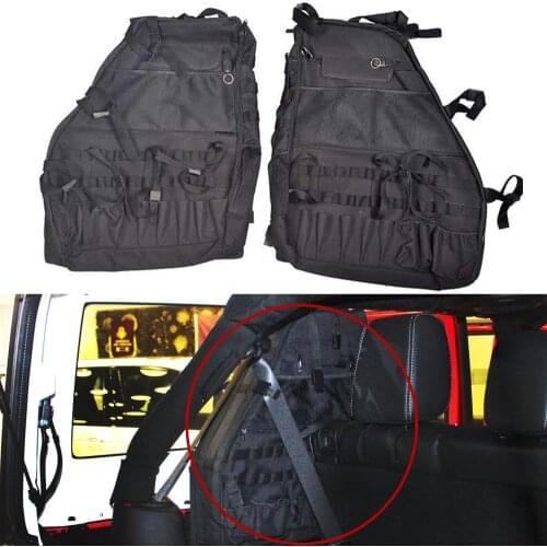 2pc Storage Bag Cage for Jeep Wrangler JK JL CJ TJ Rubicon 4 Door Multi-Pockets Seat Back Bag Saddlebag Tool Kits Holder