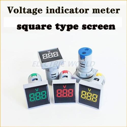 22mm Square Voltmeter Measuring Range Current AC 20-500V Volt 0-100A voltage meter indicator pilot light digital voltmeter lamp