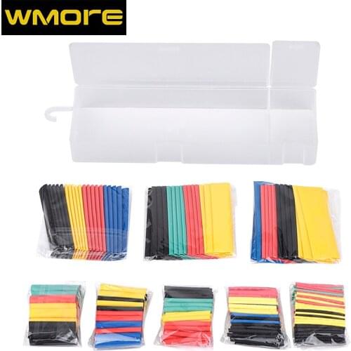 312pcs/set 2:1 Assorted Polyolefin Heat Shrinkable Tube Wire Cable Insulated Sleeving Tubing Set Mixcolor Mixsize Shrink Tube