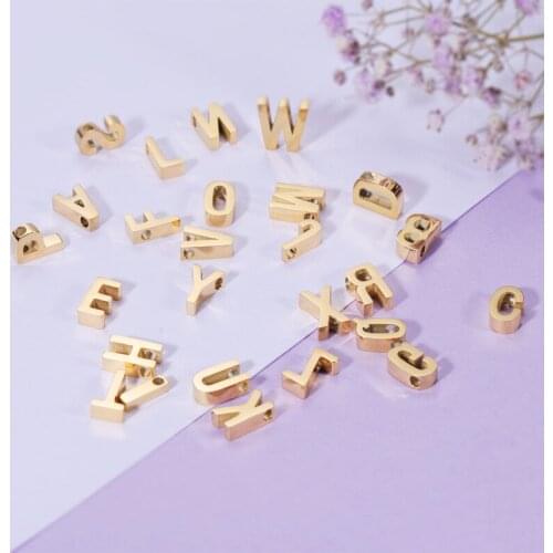 DIY small hole beads A-Z accessories pendant jewelry making 26pcs Mirror polished stainless steel capital letters accessories