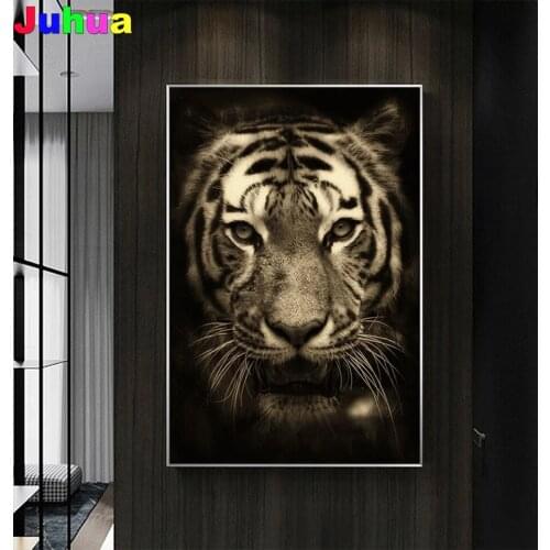 Black and White Tiger full drill 5d Diy Diamond Painting animal Diamond Embroidery diamond Stitch Mosaic home decor