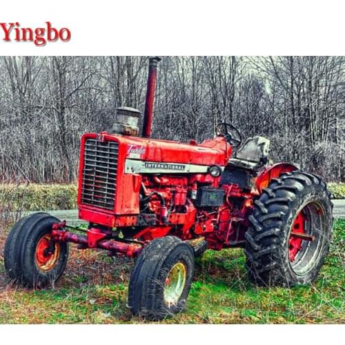 Diy Diamond mosaic Red tractor farm landscape 5d Full Square Round drill DIY Diamond Painting Rhinestone Diamond Embroidery icon