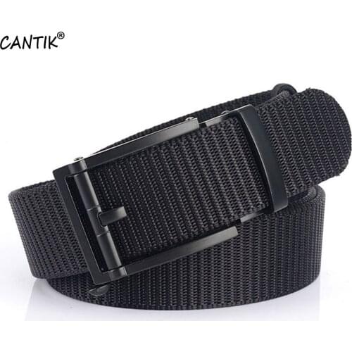 CANTIK Famous Brand Design Automatic Sliver Buckle Metal Quality Nylon & Canvas Belts Men Jeans Accessories 3.5cm Width CBCA278