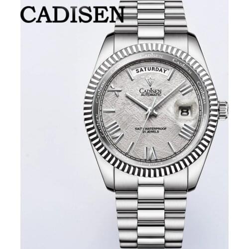 NEW CADISEN Design Mens Mechanical Watches Luxury Business Automatic Date Week Watch Men 100M Waterproof Clock Reloj Hombre