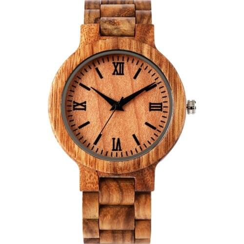 Wood Watch Mens Wooden Bangle Watches Folding Clasp Luxury Roman Numerals Display Quartz Wristwatch Male Timepiece reloj