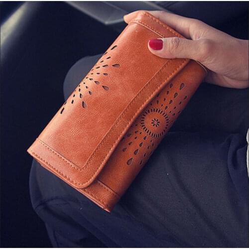 Ladies Wallet Women Boho PU Leather Wallet Handbag Clutch Bag Phone Card Cash Holder Long Purse /BY