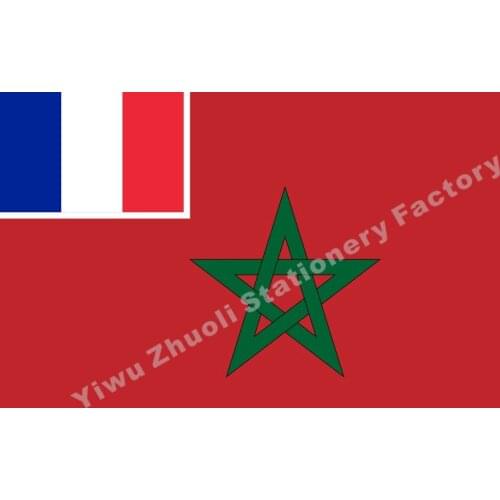 French Morocco Civil Flag 150X90cm (3x5FT) 120g 100D Polyester Double Stitched High Quality Banner
