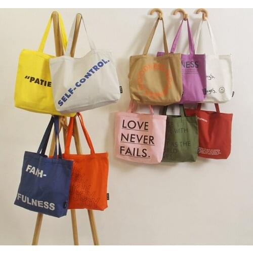 Hylhexyr Ins Simple Canvas Bag Womens Shoulder Bags Large Capacity Portable Cotton Cloth Casual Tote College Students' Bookbags