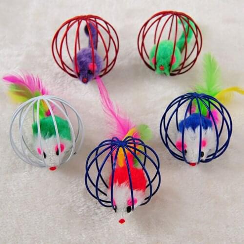 Cat Toys Solid Prison Ball Cage Plush Mouse Telescopic Wire Interactive Stick Bell Feather Play Toy Dog Color Pet Dropshipping