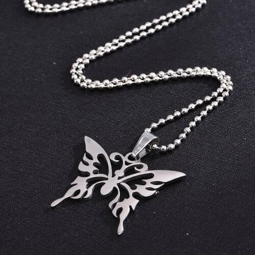Jewelry European and American Style Men and Women Necklaces Titanium Steel Pendants Stainless Steel Pendants Butterfly Unisex