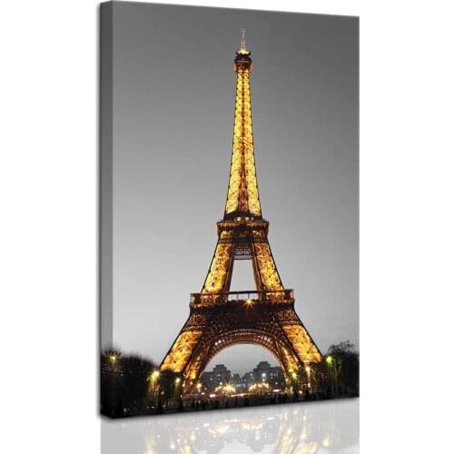 Paris Cityscape Canvas Wall Art Tower at Night Canvas Picture Giclee Print for Wall Decor Drop shipping