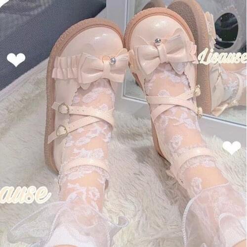 Kawaii Cosplay Lolita Shoes Lolitas Big Round Head Womens Soft Sweet Girl Japanese Jk Uniform Cross Buckle Harajuku Student Cos